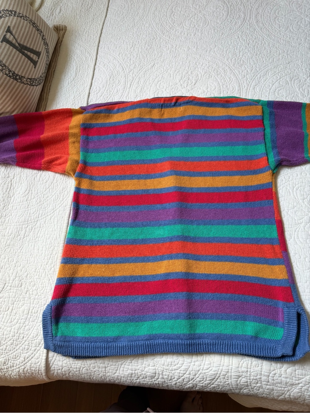 Tulchan vintage Ramie Cotton cardigan colorful striped - Picture 6 of 9